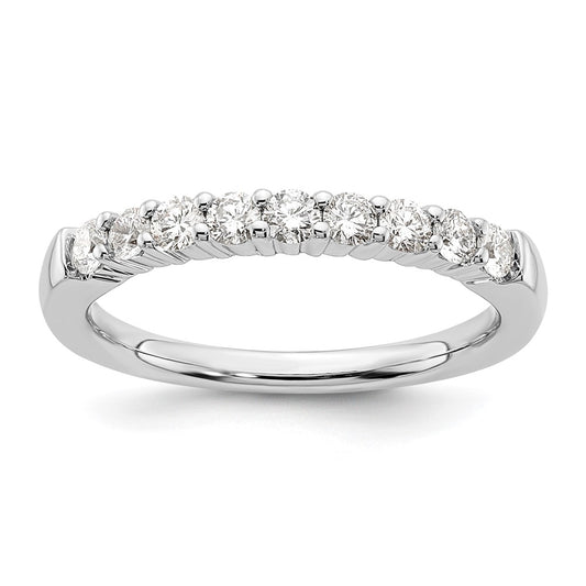 14K White Gold 9-Stone Shared Prong 1/2 carat Complete Round Diamond Band