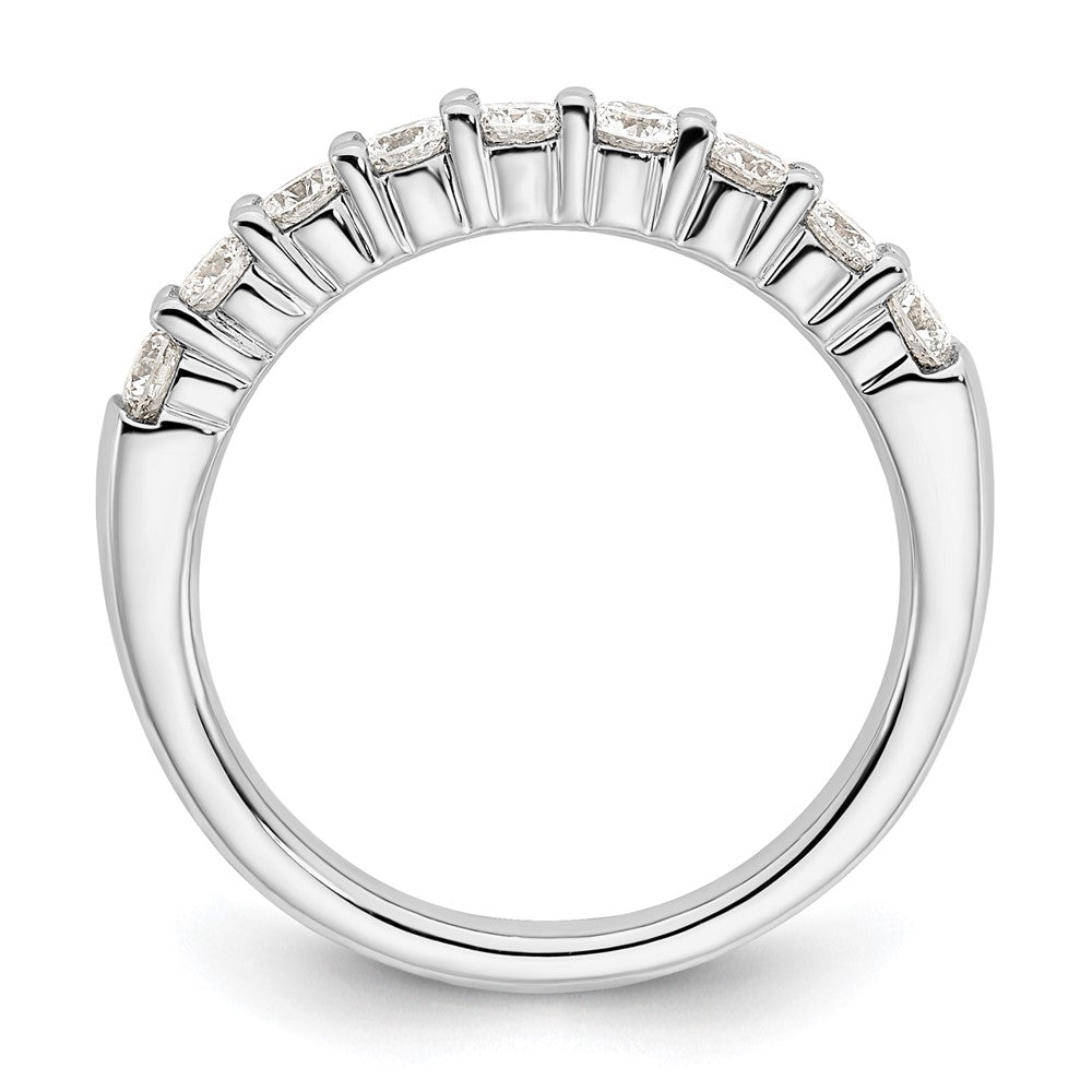 14K White Gold 9-Stone Shared Prong 3/4 carat Complete Round Diamond Band