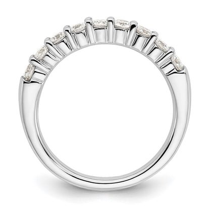 14K White Gold 9-Stone Shared Prong 3/4 carat Complete Round Diamond Band