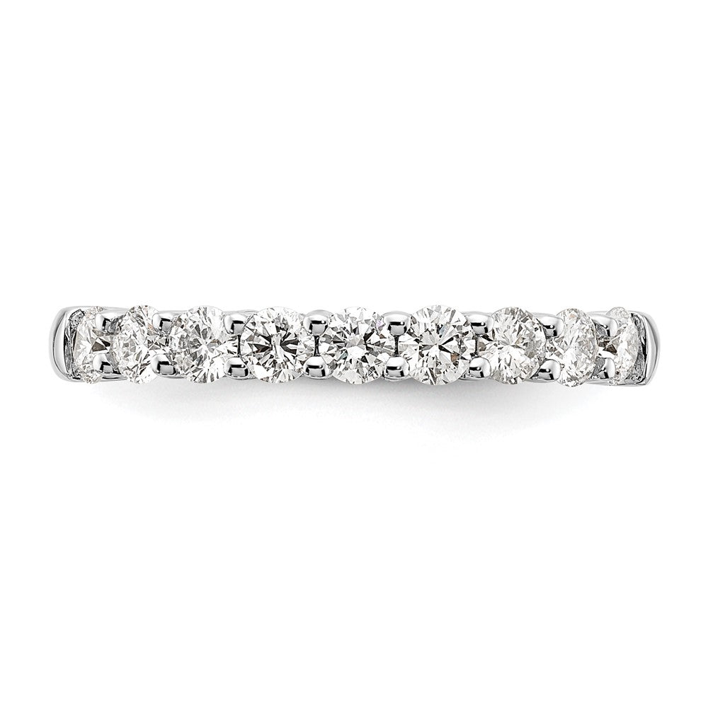 14K White Gold 9-Stone Shared Prong 3/4 carat Complete Round Diamond Band