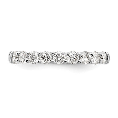 14K White Gold 9-Stone Shared Prong 3/4 carat Complete Round Diamond Band