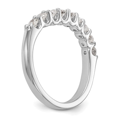 14K White Gold 9-Stone Shared Prong 7/8 carat Complete Round Diamond Band