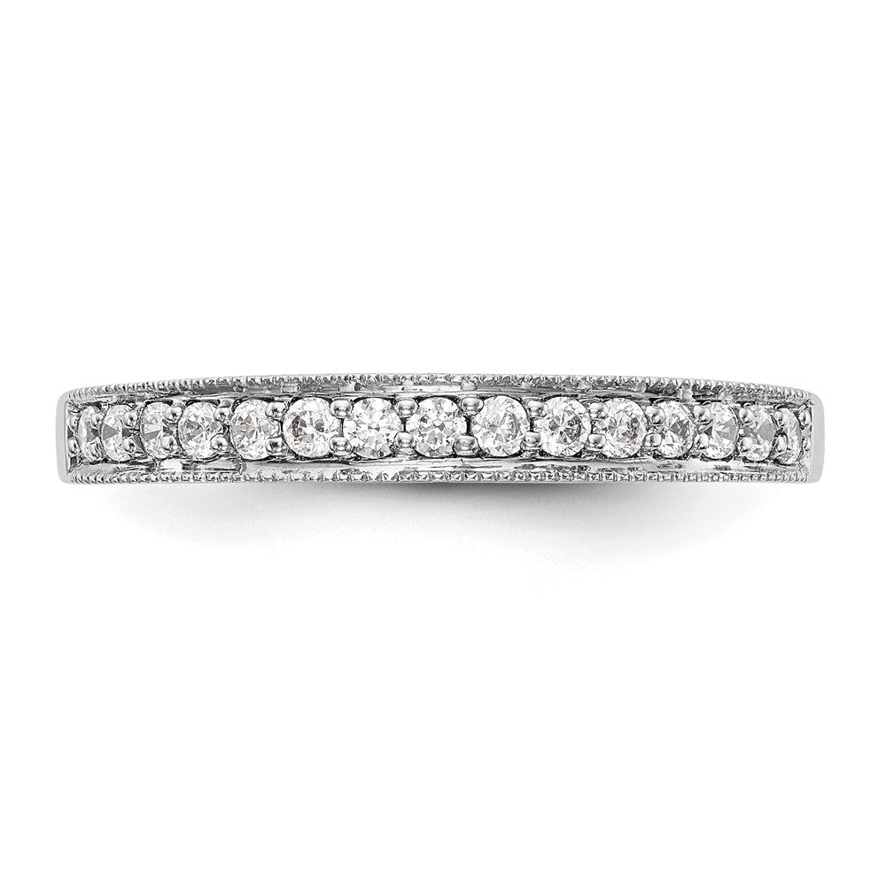 14K White Gold Beaded Edge 1/5 carat Complete Diamond Band