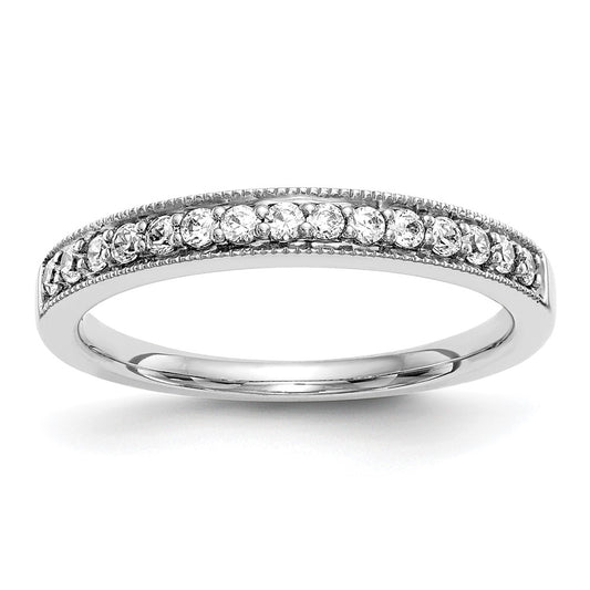14K White Gold Beaded Edge 1/5 carat Complete Diamond Band