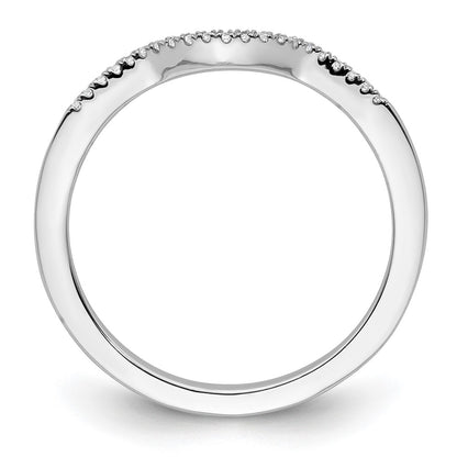 14k White Gold 1/15 carat Diamond Contoured Complete Wedding Band