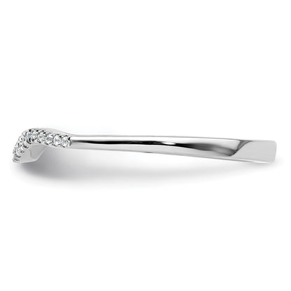 14k White Gold 1/15 carat Diamond Contoured Complete Wedding Band