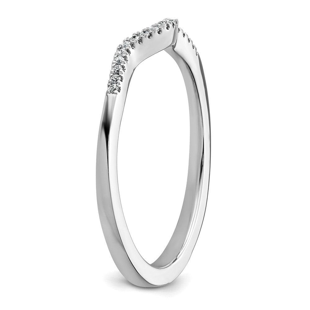 14k White Gold 1/15 carat Diamond Contoured Complete Wedding Band