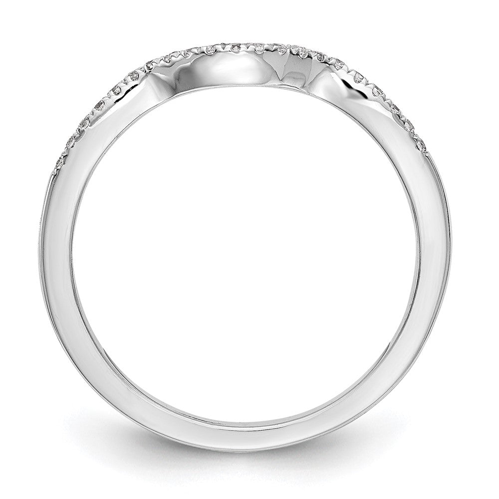 14k White Gold 1/10 carat Diamond Contoured Complete Wedding Band