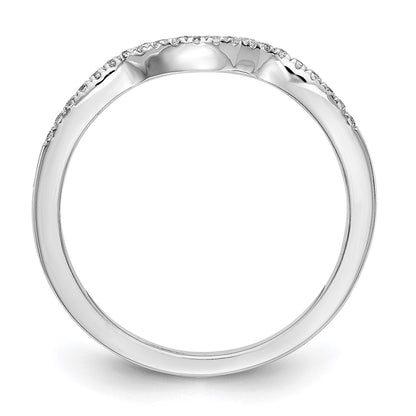 14k White Gold 1/10 carat Diamond Contoured Complete Wedding Band