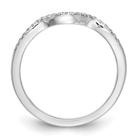 14k White Gold 1/10 carat Diamond Contoured Complete Wedding Band