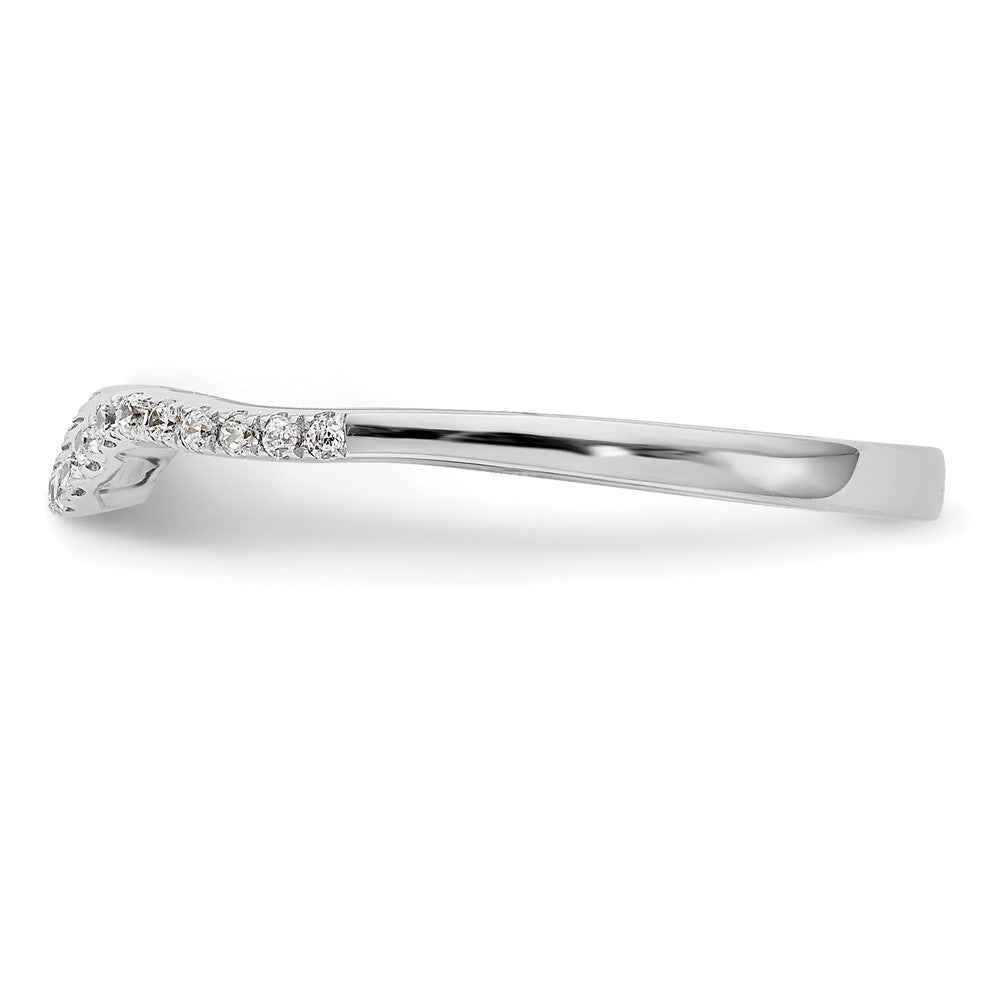 14k White Gold 1/10 carat Diamond Contoured Complete Wedding Band