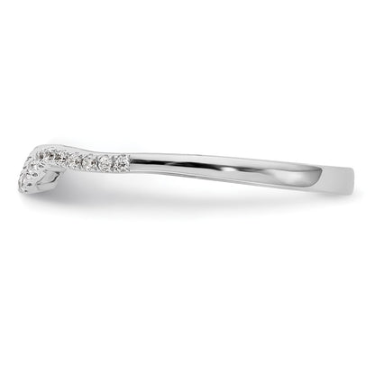14k White Gold 1/10 carat Diamond Contoured Complete Wedding Band