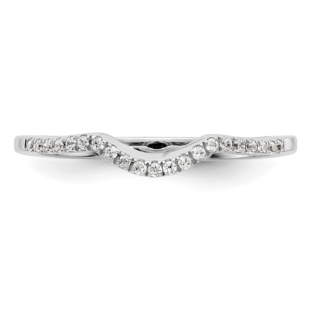 14k White Gold 1/10 carat Diamond Contoured Complete Wedding Band