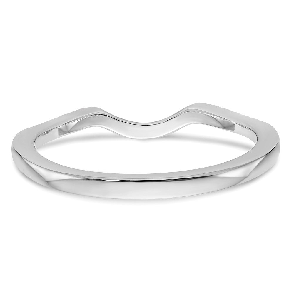 14k White Gold 1/10 carat Diamond Contoured Complete Wedding Band