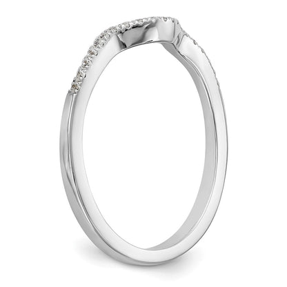 14k White Gold 1/10 carat Diamond Contoured Complete Wedding Band