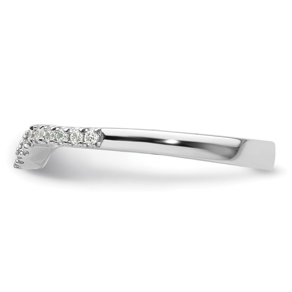 14k White Gold 1/5 carat Diamond Contoured Complete Wedding Band