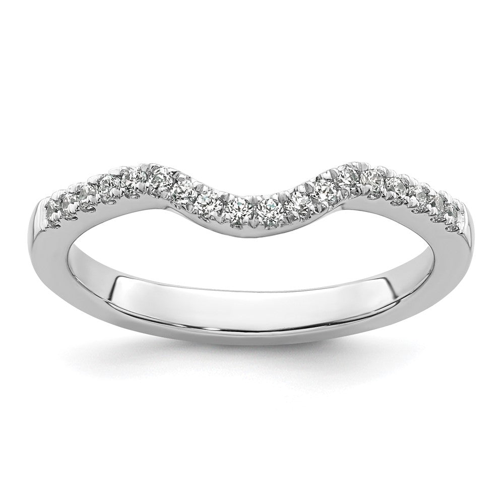 14k White Gold 1/5 carat Diamond Contoured Complete Wedding Band