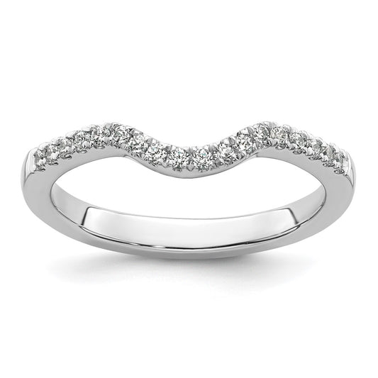 14k White Gold 1/5 carat Diamond Contoured Complete Wedding Band