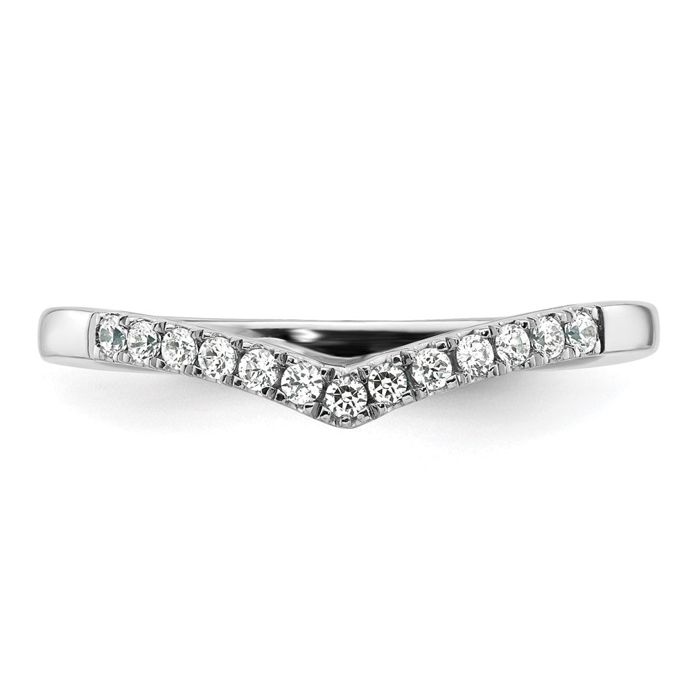 14k White Gold 1/6 carat Diamond Contoured Complete Wedding Band