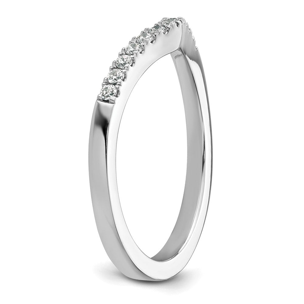 14k White Gold 1/6 carat Diamond Contoured Complete Wedding Band