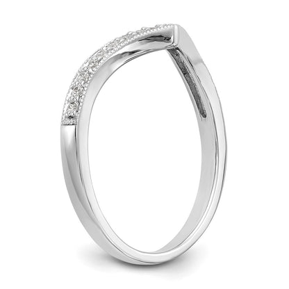 14K White Gold 1/8 carat Diamond Contoured Complete Wedding Band