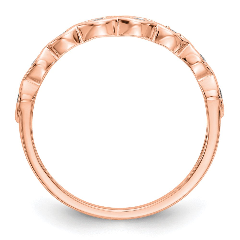 14K Rose Gold 1/15 carat Diamond Contoured Complete Wedding Band