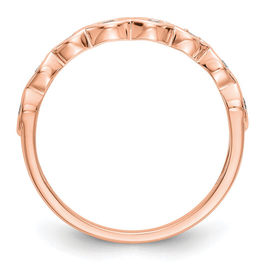 14K Rose Gold 1/15 carat Diamond Contoured Complete Wedding Band