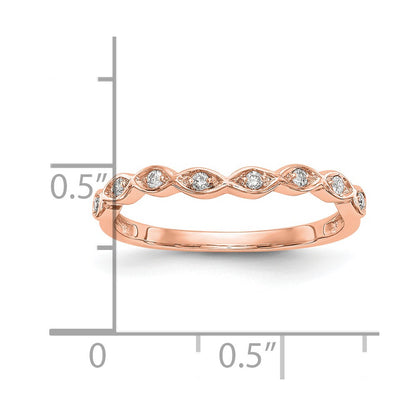 14K Rose Gold 1/15 carat Diamond Contoured Complete Wedding Band