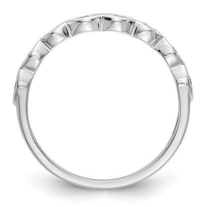 14K White Gold 1/15 carat Diamond Contoured Complete Wedding Band