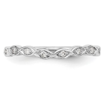 14K White Gold 1/15 carat Diamond Contoured Complete Wedding Band