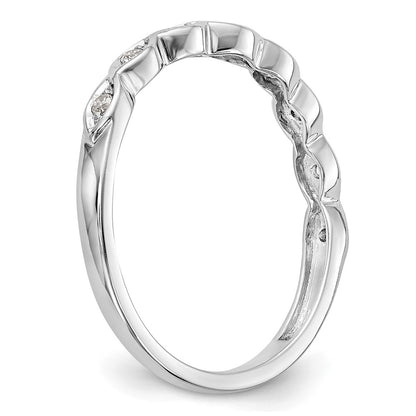 14K White Gold 1/15 carat Diamond Contoured Complete Wedding Band