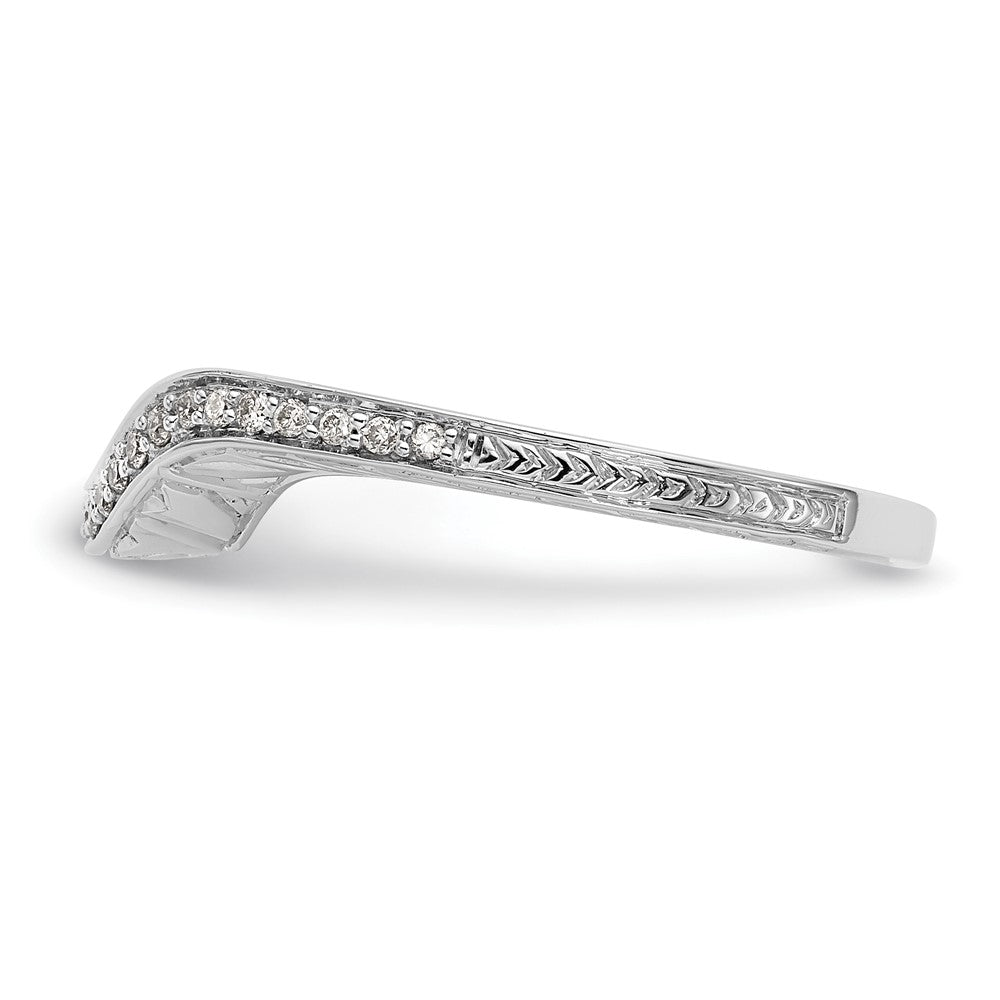 14K White Gold 1/8 carat Diamond Contoured Complete Wedding Band