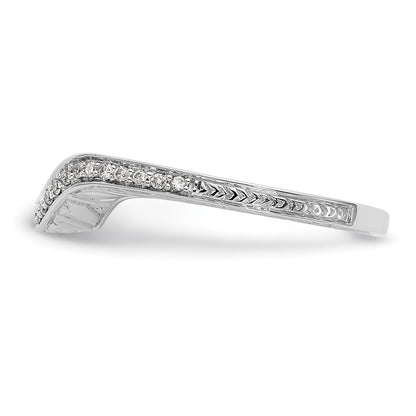 14K White Gold 1/8 carat Diamond Contoured Complete Wedding Band