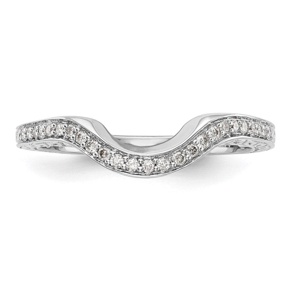 14K White Gold 1/8 carat Diamond Contoured Complete Wedding Band