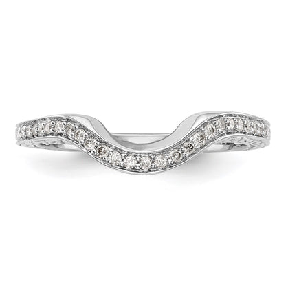 14K White Gold 1/8 carat Diamond Contoured Complete Wedding Band