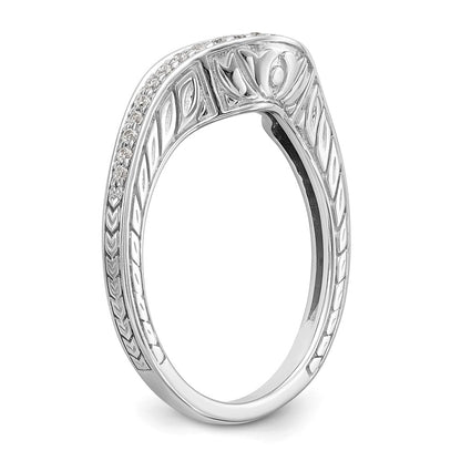 14K White Gold 1/8 carat Diamond Contoured Complete Wedding Band
