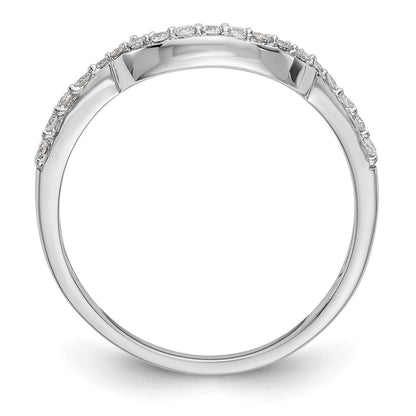 14K White Gold 1/4 carat Diamond Contoured Complete Wedding Band