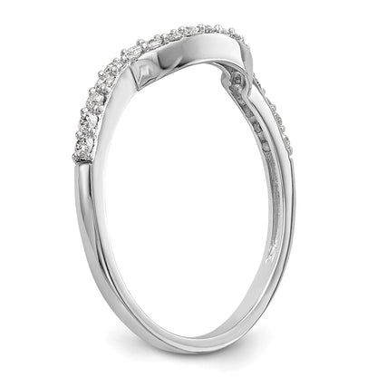 14K White Gold 1/4 carat Diamond Contoured Complete Wedding Band