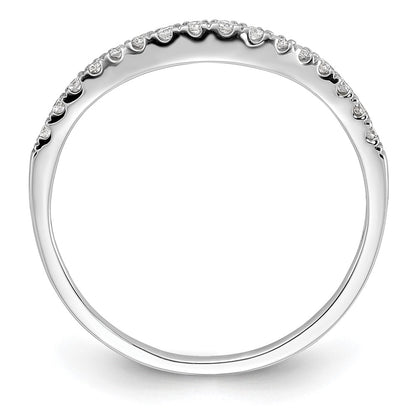 14K White Gold 1/10 carat Diamond Contoured Complete Wedding Band