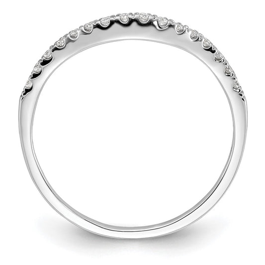 14K White Gold 1/10 carat Diamond Contoured Complete Wedding Band