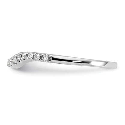 14K White Gold 1/10 carat Diamond Contoured Complete Wedding Band