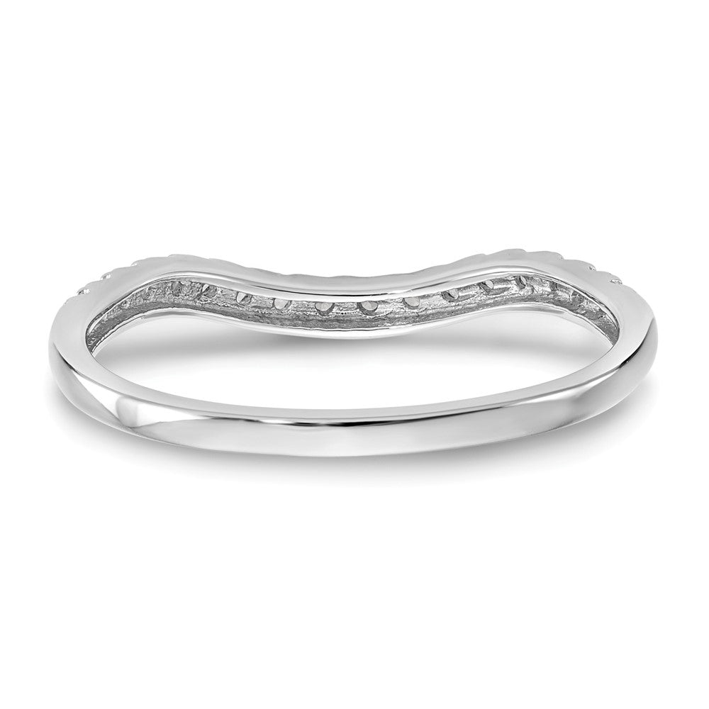 14K White Gold 1/10 carat Diamond Contoured Complete Wedding Band