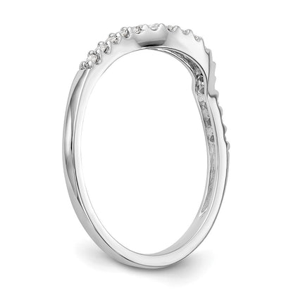 14K White Gold 1/10 carat Diamond Contoured Complete Wedding Band