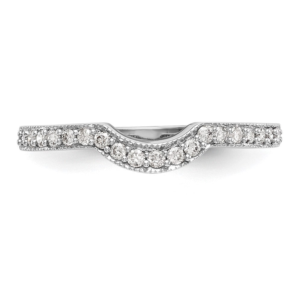 14K White Gold 1/5 carat Diamond Contoured Complete Wedding Band