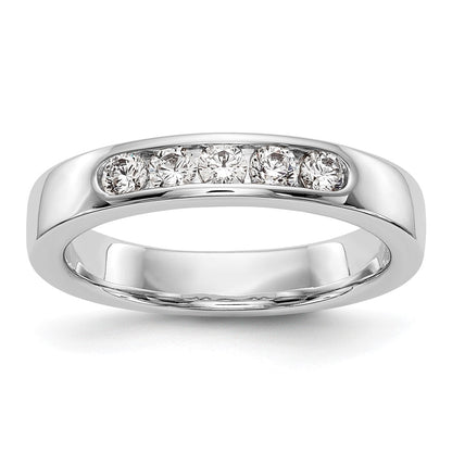 14K White Gold 5-Stone 1/3 carat Round Diamond Complete Channel Band