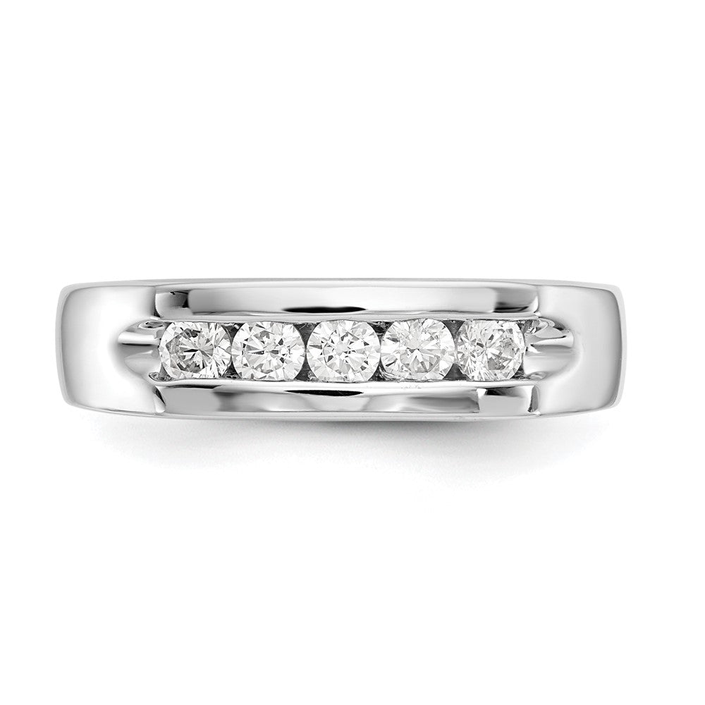 14K White Gold 5-Stone (Holds 5-2.7mm Round) Open Channel Band Mounting
