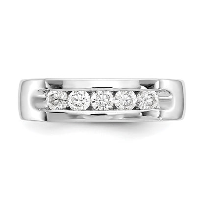 14K White Gold 5-Stone (Holds 5-2.9mm Round) Open Channel Band Mounting