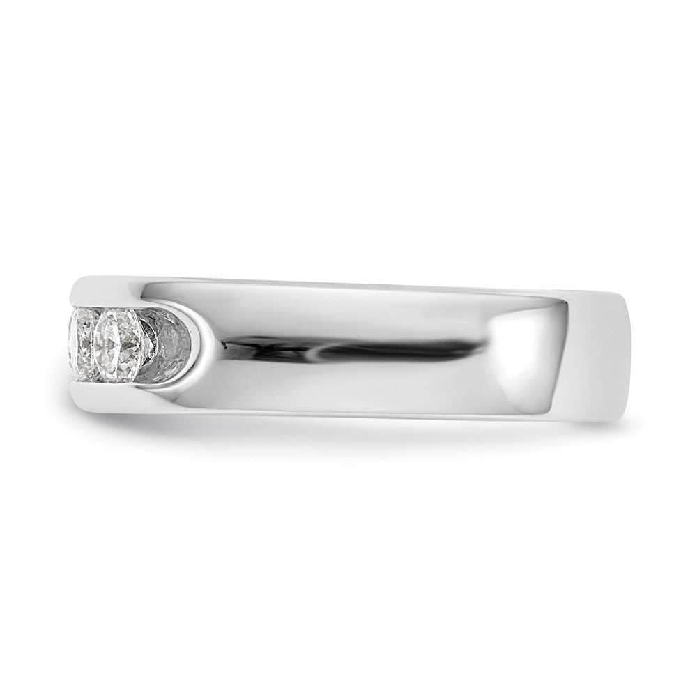 14k White Gold 5-Stone (Holds 5-3.7mm Round) Open Channel Band Mounting