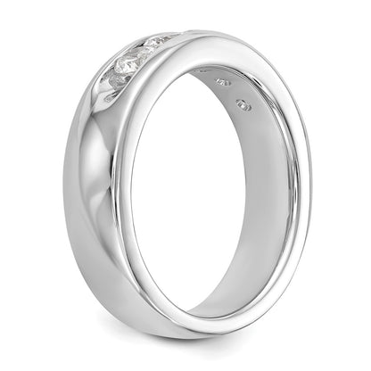 14k White Gold 5-Stone (Holds 5-3.7mm Round) Open Channel Band Mounting
