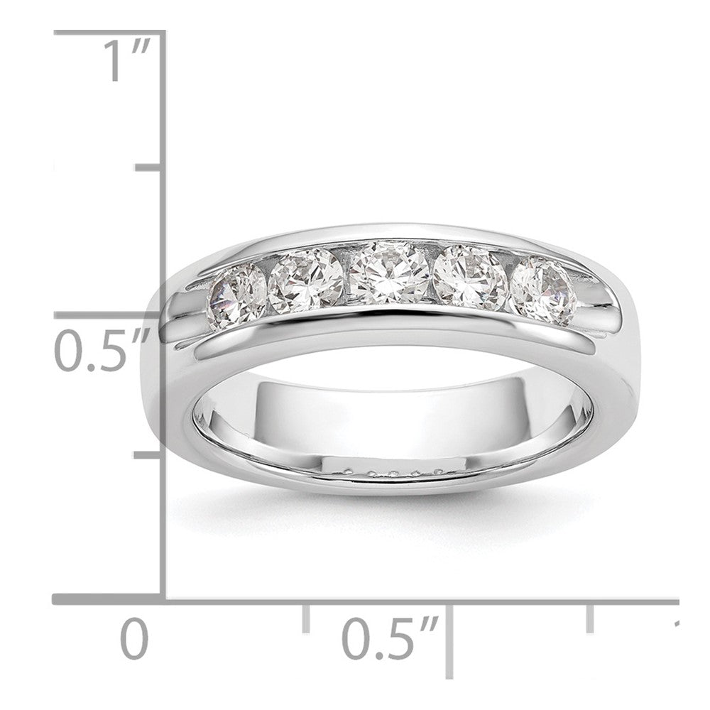 14k White Gold 5-Stone (Holds 5-3.7mm Round) Open Channel Band Mounting